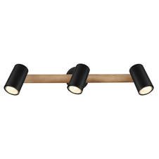 Nástěnné svítidlo, dřevo tmavě hnědé, kov černý, DxŠxV: 57x10x22cm, bez žárovek 3xGU10, max. LED 5W 230V