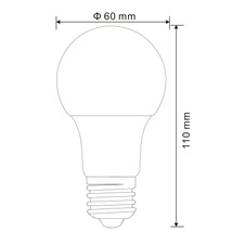 LED žárovka, hliník, plast opál, AGL vlákna, Ø6cm, V:10,8cm, 1xE27 LED 9W 230V, 810lm, 3000K.