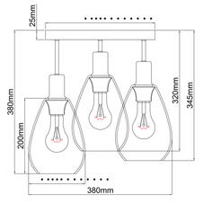 Stropní svítidlo, kov černý, kov mosaz, kouřové sklo, Ø38cm, V:38cm, bez žárovek 3xE27, 40W 230V