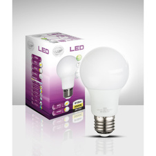 LED žárovka, hliník, plast bílý, AGL vlákna, Ø6cm, V:10,8cm, 1xE27 LED 9W 230V, 810lm, 3000K.