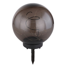 Solární svítidlo plast, plast kouřový, dobíjecí baterie součástí balení AA 600mAh 1,2V, IP44, kulička, uvnitř s LED páskem, Ø200mm, V:300mm, vč. 30x LED 0,06W 3V, 3000K