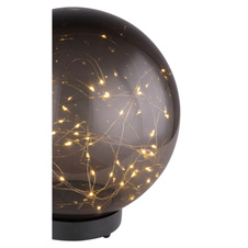 Solární svítidlo plast, plast kouřový, dobíjecí baterie součástí balení AA 600mAh 1,2V, IP44, kulička, uvnitř s LED páskem, Ø200mm, V:300mm, vč. 30x LED 0,06W 3V, 3000K