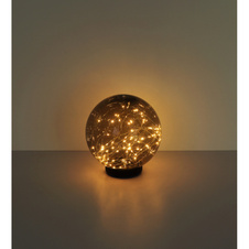 Solární svítidlo plast, plast kouřový, dobíjecí baterie součástí balení AA 600mAh 1,2V, IP44, kulička, uvnitř s LED páskem, Ø200mm, V:300mm, vč. 30x LED 0,06W 3V, 3000K