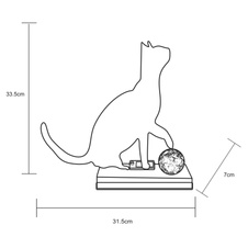 Solární svítidlo kovové, imitace rzi, imitace jantarového praskajícího skla, vč. baterie AA 200mAh 1,2V, IP44, sedící kočka s míčem, DxŠxV:315x70x335mm, vč.LED 0,06W 3V, 3000K