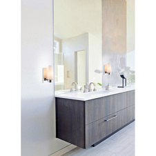 Nástěnné svítidlo, chrom, nerez, sklo opál bílé, IP44, ŠxV: 10x19cm, H:11cm, bez žárovky 1xE14, max. 25W 230V.