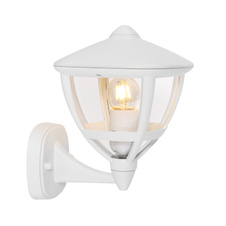 Venkovní svítidlo, hliník bílý matný, plast průhledný, směrem vzhůru, IP44, ŠxV: 175x235, AL: 205, bez žárovky 1xE27, max. 40W 230V