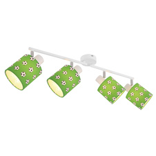 Stropní svítidlo, kov bílý, chrom, plast zelený a bílý, fotbalový vzor, ​​pohyblivé, bez žárovek 4xE14 LED, max. 15W 230V