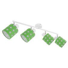 Stropní svítidlo, kov bílý, chrom, plast zelený a bílý, fotbalový vzor, ​​pohyblivé, bez žárovek 4xE14 LED, max. 15W 230V