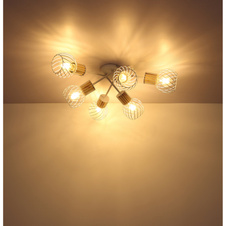 Stropní svítidlo, kov bílý, kov v barvě imitující dřevo, Ø700, V: 240, bez 6xE27, max. 40W 230V