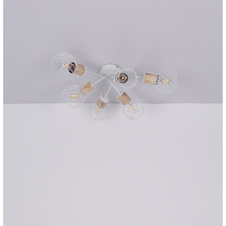 Stropní svítidlo, kov bílý, kov v barvě imitující dřevo, Ø700, V: 240, bez 6xE27, max. 40W 230V