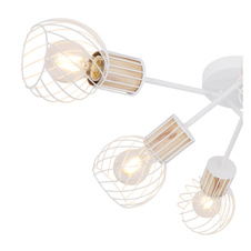 Stropní svítidlo, kov bílý, kov v barvě imitující dřevo, Ø700, V: 240, bez 6xE27, max. 40W 230V