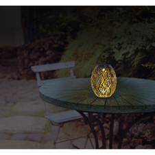 Solární svítidlo, kov černý, plast černý, kov zlatý, vypínač, včetně baterií AAA 300mAh 1.2V, IP44, k zavěšení, stání nebo se zapíchnutím do země, Ø:125mm, V:900mm, včetně LED 0.06W 3.2V, 3000K