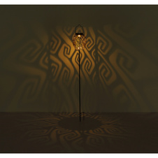 Solární svítidlo, kov černý, plast černý, kov zlatý, vypínač, včetně baterií AAA 300mAh 1.2V, IP44, k zavěšení, stání nebo se zapíchnutím do země, Ø:125mm, V:900mm, včetně LED 0.06W 3.2V, 3000K