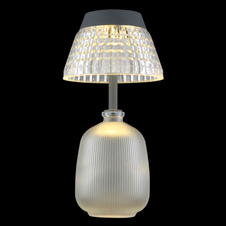 Solární svítidlo, saténové sklo, antracitový plast, průhledný akryl, posuvný vypínač, baterie AAA 400mAh 1,2V, IP44, ø:13,5cm, V:27cm, včetně 10xLED 0,06W 3V 3000K