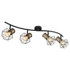 Stropní svítidlo, kov černý, kovová mřížka černá, nastavitelné, DxŠxV: 80x23x19cm, bez žárovek 4xE27, max. 40W 230V