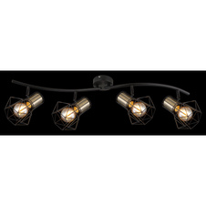 Stropní svítidlo, kov černý, kovová mřížka černá, nastavitelné, DxŠxV: 80x23x19cm, bez žárovek 4xE27, max. 40W 230V