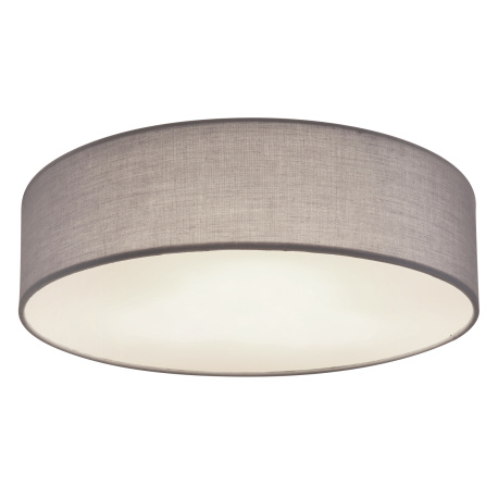 Stropní svítidlo, kov bílý, textil antracit, plast bílý, Ø40cm, V:10cm, bez žárovek 3xE27, max. LED 15W 230V