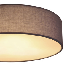 Stropní svítidlo, kov bílý, textil antracit, plast bílý, Ø40cm, V:10cm, bez žárovek 3xE27, max. LED 15W 230V