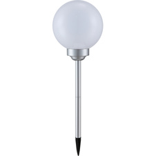 Solární svítidlo plast stříbrná metalíza, plast bílý, součástí balení baterie AA 600mAh 1,2V, IP44, Ø200mm, V:620mm, včetně 4x LED 0,06W 3,2V, 4000K