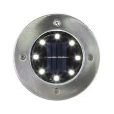 Solární svítidlo, nerezová ocel, plast, černá, 2-set, se zapichovacím hrotem, IP44, vypínač, včetně baterie 1xAA 300mAh 1,2V, Ø118, V:130, včetně 8xLED 0.1W 3V, bílá.