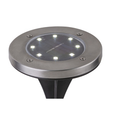 Solární svítidlo, nerezová ocel, plast, černá, 2-set, se zapichovacím hrotem, IP44, vypínač, včetně baterie 1xAA 300mAh 1,2V, Ø118, V:130, včetně 8xLED 0.1W 3V, bílá.