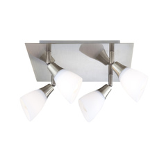 Stropní svítidlo, kov, chrom, starožitná mosaz, opálové sklo, DxŠxV: 300x300x190, bez žárovek 4xE14, max. 40W 230V.