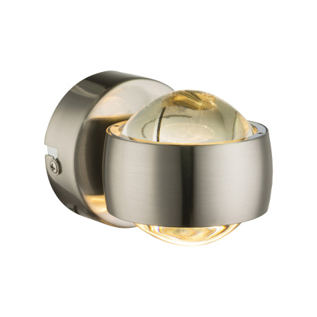 Nástěnné svítidlo, nikl matný, průhledné sklo, Š:75, H:100, včetně 2xLED 3W 230V, 210lm, 3000K.