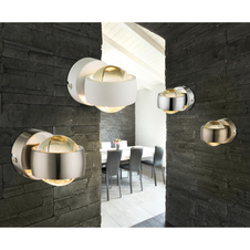 Nástěnné svítidlo, nikl matný, průhledné sklo, Š:75, H:100, včetně 2xLED 3W 230V, 210lm, 3000K.