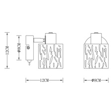 Nástěnné svítidlo, kov černý, kov chrom, samet černý, stínidlo s dekorem, z venka zlaté, vypínač, ŠxV: 8x12cm, H:12cm, bez žárovky 1xE14, max. 8W 230V.