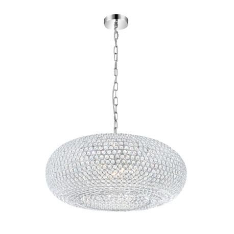 Závěsné svítidlo, kov, chrom, K9 křišťály, Ø: 610, V: 1400, včetně žárovek 9xG9 LED 3W 230V, 750lm, 3000K.