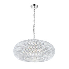 Závěsné svítidlo, kov, chrom, K9 křišťály, Ø: 610, V: 1400, včetně žárovek 9xG9 LED 3W 230V, 750lm, 3000K.