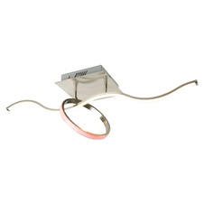 Stropní svítidlo, nikl matný, kruh nastavitelný uprostřed, dálkové ovládání, měnič barev, fixace barvy, DxŠxV:860x220x300 včetně 1xLED 18W 230V, 1620lm, 3000K, 1xRGB LED 6W, multicolor