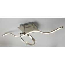 Stropní svítidlo, nikl matný, kruh nastavitelný uprostřed, dálkové ovládání, měnič barev, fixace barvy, DxŠxV:860x220x300 včetně 1xLED 18W 230V, 1620lm, 3000K, 1xRGB LED 6W, multicolor