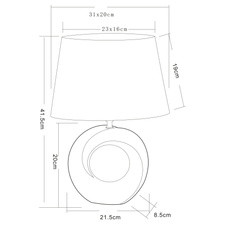 Stolní lampa, keramika, mramor, textil šedý, vypínač, DxŠxV: 31x20x42cm, bez žárovky 1xE27, max. 40W 230V.