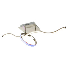 Stropní svítidlo, nikl matný, kruh nastavitelný uprostřed, dálkové ovládání, měnič barev, fixace barvy, DxŠxV:860x220x300 včetně 1xLED 18W 230V, 1620lm, 3000K, 1xRGB LED 6W, multicolor