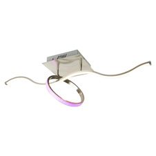 Stropní svítidlo, nikl matný, kruh nastavitelný uprostřed, dálkové ovládání, měnič barev, fixace barvy, DxŠxV:860x220x300 včetně 1xLED 18W 230V, 1620lm, 3000K, 1xRGB LED 6W, multicolor