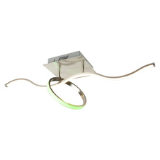 Stropní svítidlo, nikl matný, kruh nastavitelný uprostřed, dálkové ovládání, měnič barev, fixace barvy, DxŠxV:860x220x300 včetně 1xLED 18W 230V, 1620lm, 3000K, 1xRGB LED 6W, multicolor