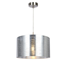 Závěsné svítidlo, nikl matný, plast stříbrný, Ø380, V: 1200, bez žárovky 1xE27, max. 40W 230V