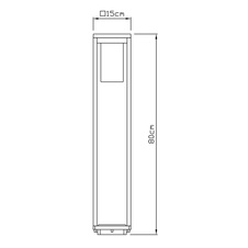 Venkovní, stojací svítidlo, hliník, černý matný, plast průhledný, IP44, DxŠxV: 15x15x80cm, bez 1xE27 LED 15W 230V