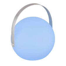 Venkovní svítidlo, plast opál, kov, na baterie a adaptér, IP44, vypínač, dálkové ovládání, změna barvy, fixace barev, včetně 1x1200mAh 3.7V lithium, Ø189, V: 210, včetně RGBW LED 4.5W 5V, 56lm, 3000K