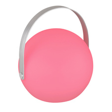 Venkovní svítidlo, plast opál, kov, na baterie a adaptér, IP44, vypínač, dálkové ovládání, změna barvy, fixace barev, včetně 1x1200mAh 3.7V lithium, Ø189, V: 210, včetně RGBW LED 4.5W 5V, 56lm, 3000K