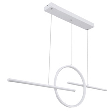 Závěsné svítidlo, bílý kov, akryl bílý, stmívatelné, dálkové ovládání, fixace barev, DxŠxV:1200x60x1500 včetně 1xLED 50W 230V, 200-2300lm, změna barvy světla 3000-4500-6000K