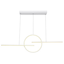 Závěsné svítidlo, bílý kov, akryl bílý, stmívatelné, dálkové ovládání, fixace barev, DxŠxV:1200x60x1500 včetně 1xLED 50W 230V, 200-2300lm, změna barvy světla 3000-4500-6000K