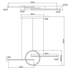 Závěsné svítidlo, bílý kov, akryl bílý, stmívatelné, dálkové ovládání, fixace barev, DxŠxV:1200x60x1500 včetně 1xLED 50W 230V, 200-2300lm, změna barvy světla 3000-4500-6000K