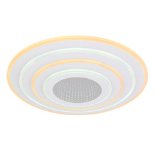 Stropní svítidlo, kov bílý, akryl, kompatibilní s Google Assistant a Alexa, paměťová funkce, noční světlo, stmívatelné, dálkové ovládání, fixace barvy, Ø500, V: 65, včetně 1xLED 50W 230V, 5200lm zdroj, 1900lm výstup, změna barvy světla 3000-6500K