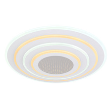 Stropní svítidlo, kov bílý, akryl, kompatibilní s Google Assistant a Alexa, paměťová funkce, noční světlo, stmívatelné, dálkové ovládání, fixace barvy, Ø500, V: 65, včetně 1xLED 50W 230V, 5200lm zdroj, 1900lm výstup, změna barvy světla 3000-6500K