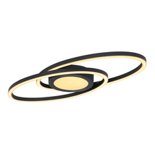 Stropní svítidlo, kov černý, plast opál bílý, třpytivý efekt, DxŠxV: 57x23x4cm, včetně 1xLED 24W 230V, 2950lm zdroj, 750lm výstup, 3000K