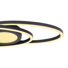 Stropní svítidlo, kov černý, plast opál bílý, třpytivý efekt, DxŠxV: 57x23x4cm, včetně 1xLED 24W 230V, 2950lm zdroj, 750lm výstup, 3000K