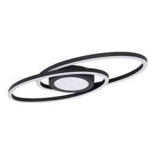 Stropní svítidlo, kov černý, plast opál bílý, třpytivý efekt, DxŠxV: 57x23x4cm, včetně 1xLED 24W 230V, 2950lm zdroj, 750lm výstup, 3000K