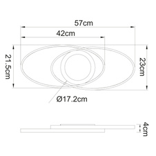 Stropní svítidlo, kov černý, plast opál bílý, třpytivý efekt, DxŠxV: 57x23x4cm, včetně 1xLED 24W 230V, 2950lm zdroj, 750lm výstup, 3000K